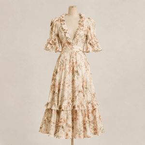Floral midi dress from the front